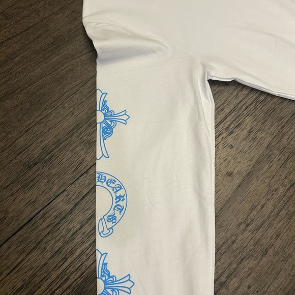 CHROME HEARTS- White/Sky Blue Long Sleeve T-Shirt - Picture 6 of 15